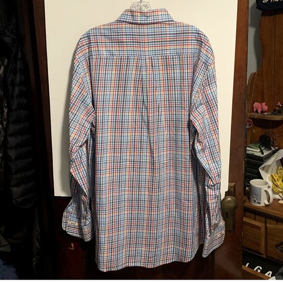 Men's PETER MILLAR Size L Plaid Button Down Shirt Checked Colorful 100% Cotton - Picture 4 of 11